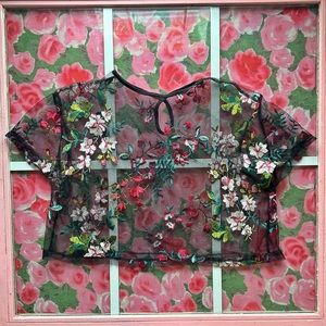 Mesh floral crop top